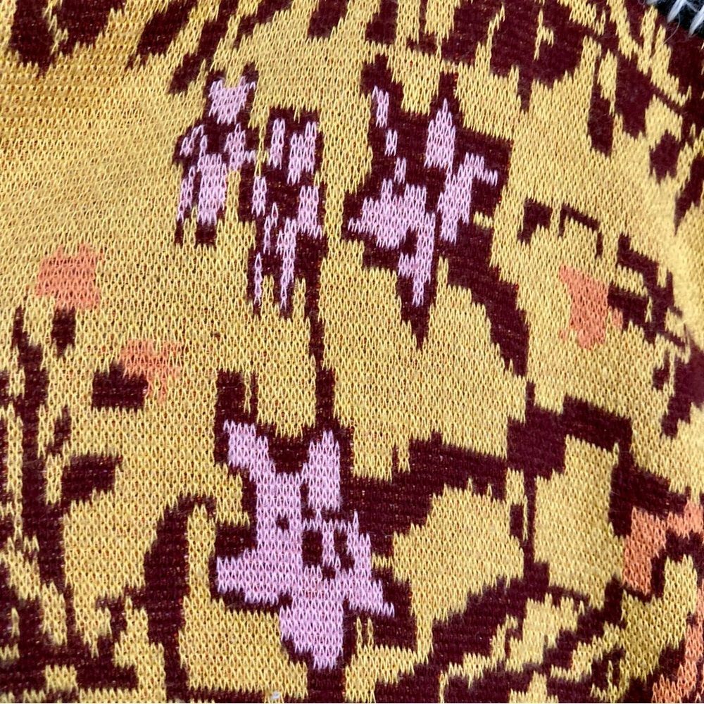 LAIA Tabatha Patchwork Sweater Embroidered Fringe Floral Black Pink Gold Size XL - Picture 12 of 15